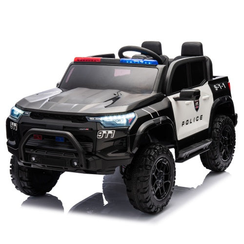 24V Police Electric Pickup Truck for Kids with Remote Control & 4WD