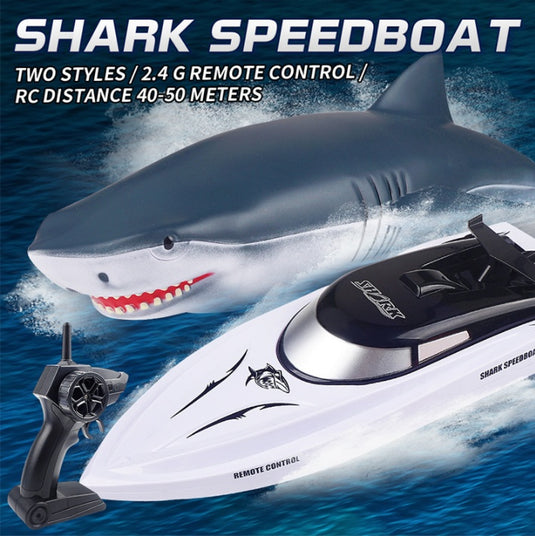 2-in-1 Shark Speedboat RC - Waterproof 2.4GHz Remote Control Toy