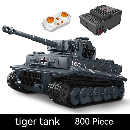 DIY RC Tiger Tank Toy with Building Blocks