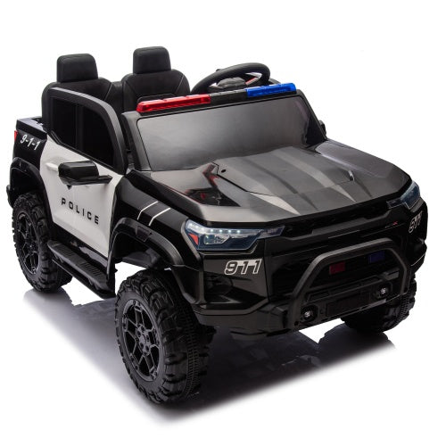 24V Police Electric Pickup Truck for Kids with Remote Control & 4WD