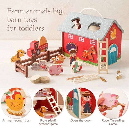 Farm Cognitive Toy Wooden Barn - Practimark