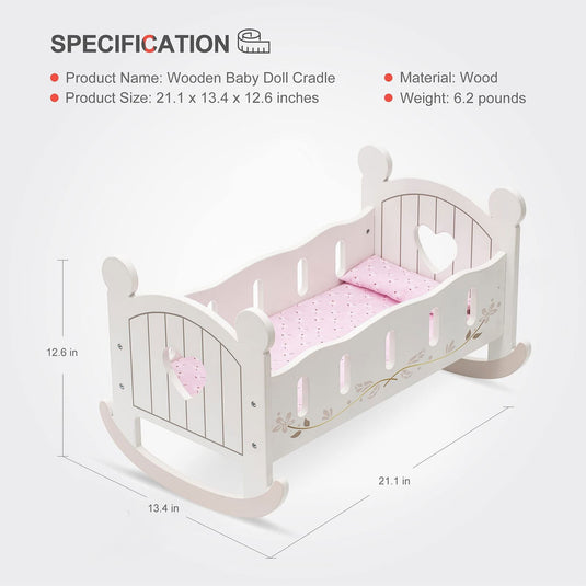 ROBUD Wooden Baby Doll Crib - Practimark