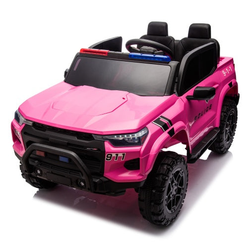 24V Police Electric Pickup Truck for Kids with Remote Control & 4WD